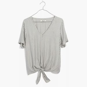 Madewell Novel Striped V-Neck Tie-Front Top